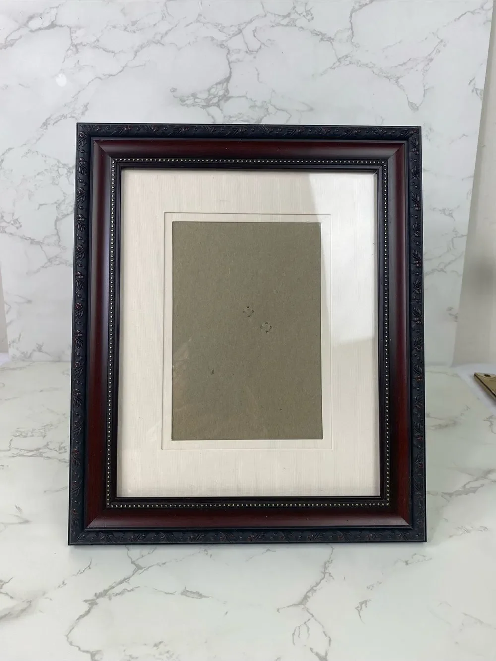 Classic Vintage Wood and Ornate Black Picture Frame with Cream Mat